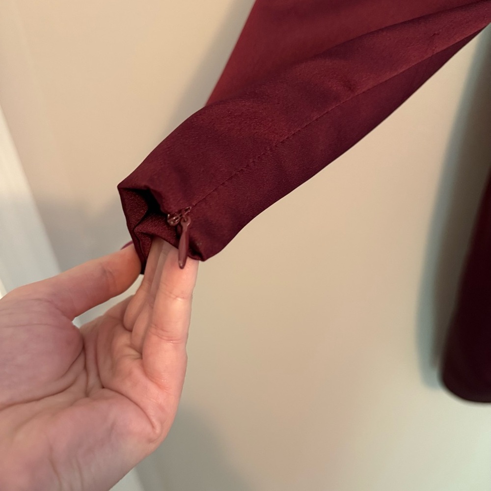 Lavish Alice Burgundy One-Shoulder Dress - Picture 3 of 7